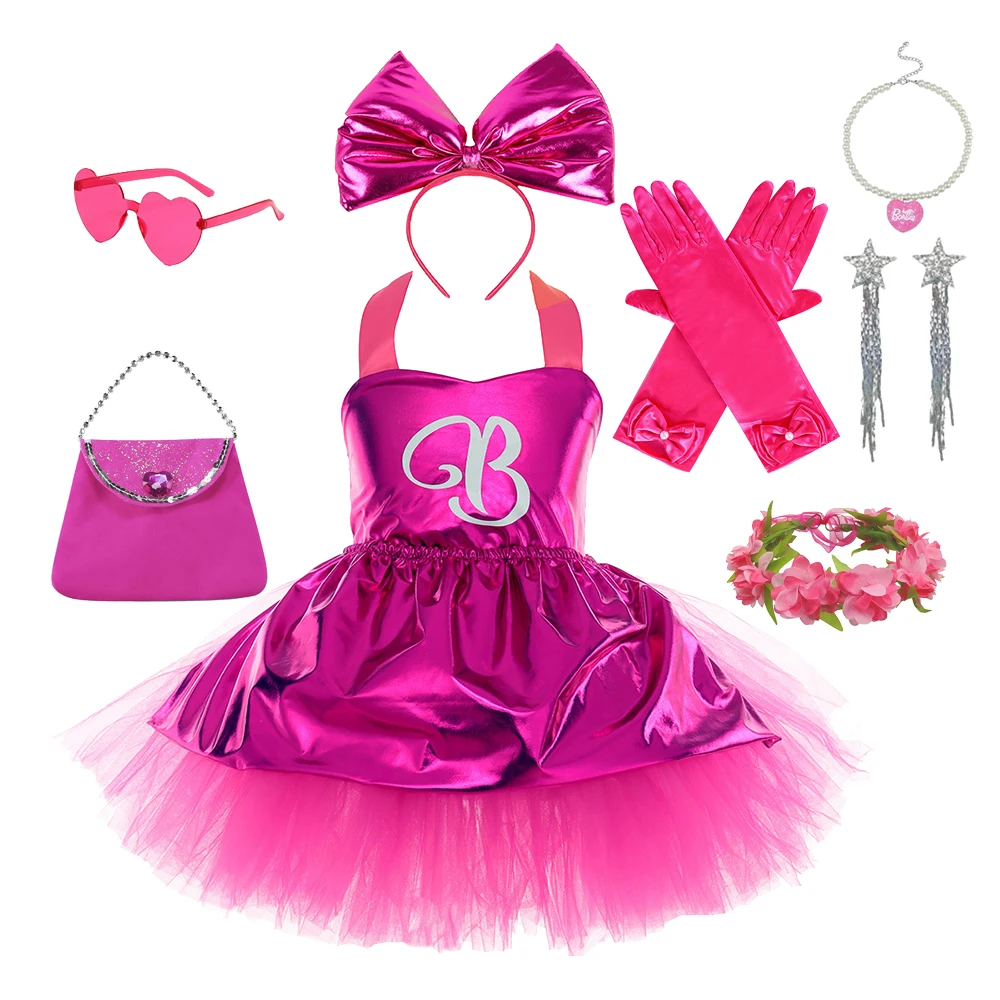 

Girls Rosy Knee Length Dance Tutu Dresses for Girl Birthday Party Halloween Christmas Costumes Cosplay