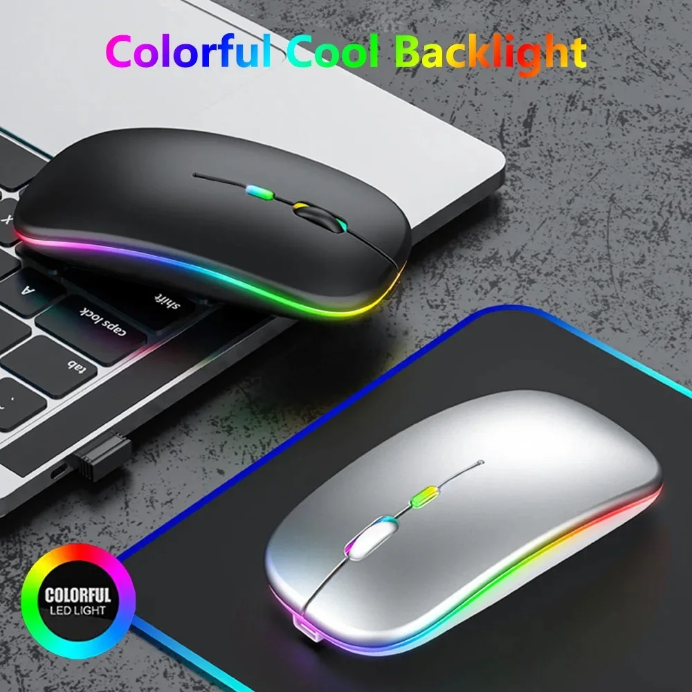 Wireless Mouse Bluetooth With RGB Backlight Rechargeable Mause For Computer Laptop PC Macbook Ergonomic USB Gaming Mouse Gamer