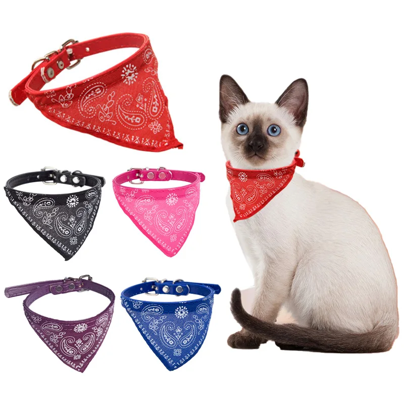 

Adjustable Pet Bandana Cat Collar PU Leather Dog Cat Scarf Necklace Triangle Neck Tie for Small Pets Kittens Cats Shawl