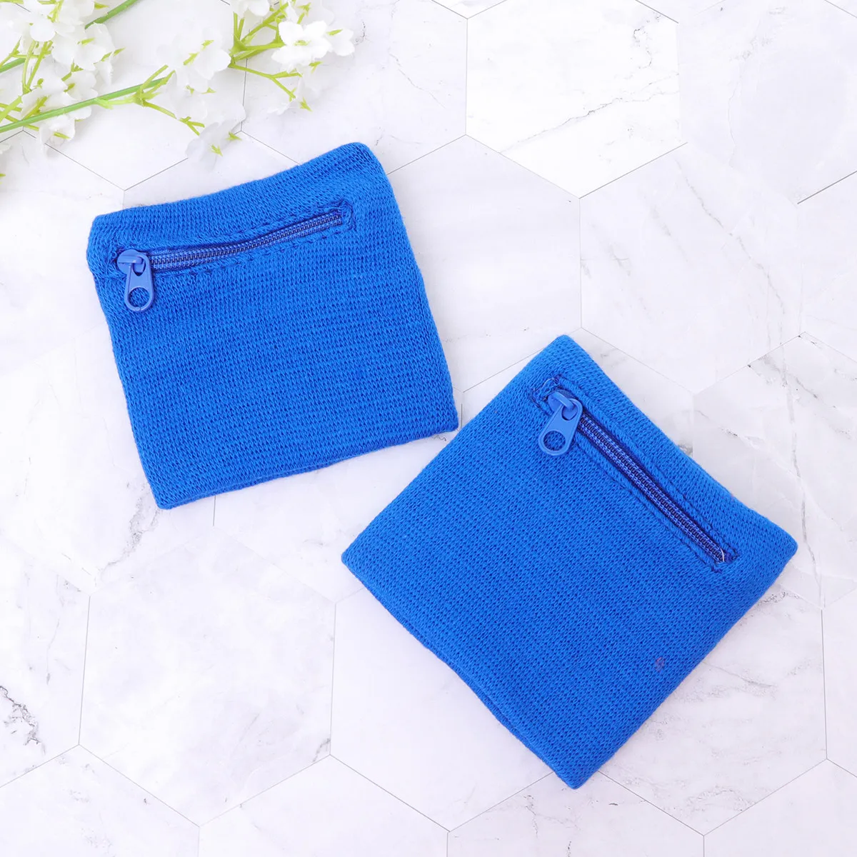 4Pcs Running Wristband with Zipper Wallet Pocket for Keys Coins Cash Gym Exercise Hiking Cycling Sweat Absorbent Cotton Stretch