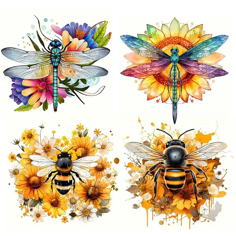 

Colorful Cute Dragonfly and Yellow Bee Wall Stickers Bedroom Kids Room Background Decoration Animals Home Decor Wallpaper 399