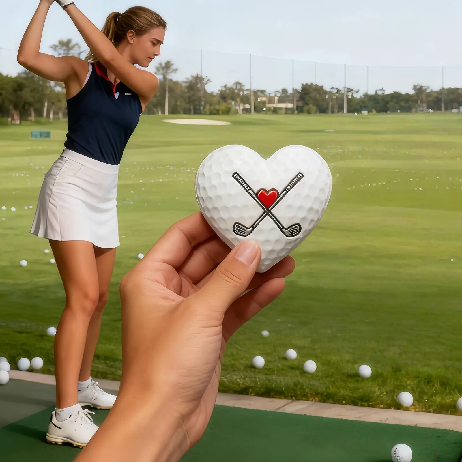 

Motivational Golf Ball Heart Shaped Ball Encouragement Inspirational Quote Cards for Christmas Women Men Boyfriend Coworkers