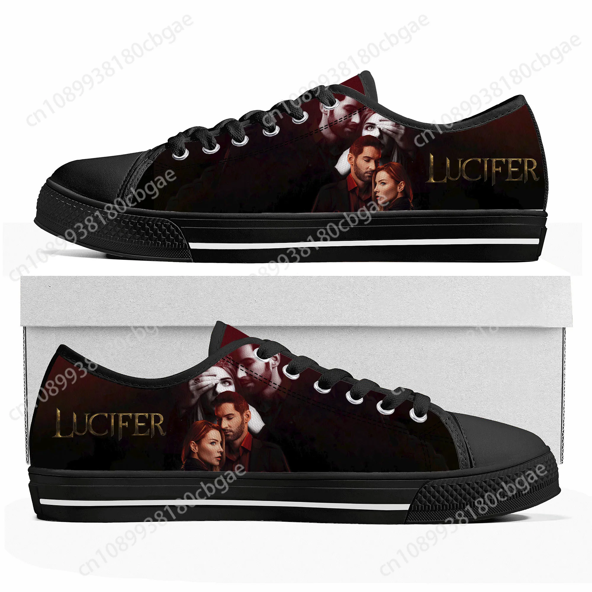 

Lucifer Low Top Sneakers Mens Womens Teenager High Quality Tom Ellis Canvas Sneaker couple Casual Shoes Customize DIY Shoe