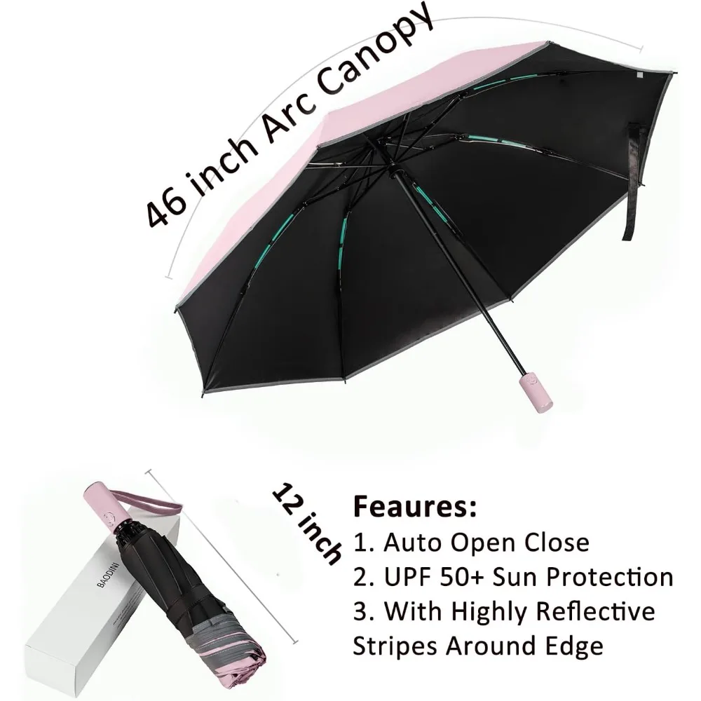 مظلة مقلوبة للأشعة فوق البنفسجية للمطر والشمس بعامل حماية من الأشعة فوق البنفسجية 50+ مظلة عكسية مدمجة مفتوحة وإغلاق متوسطة الحجم للسفر #1