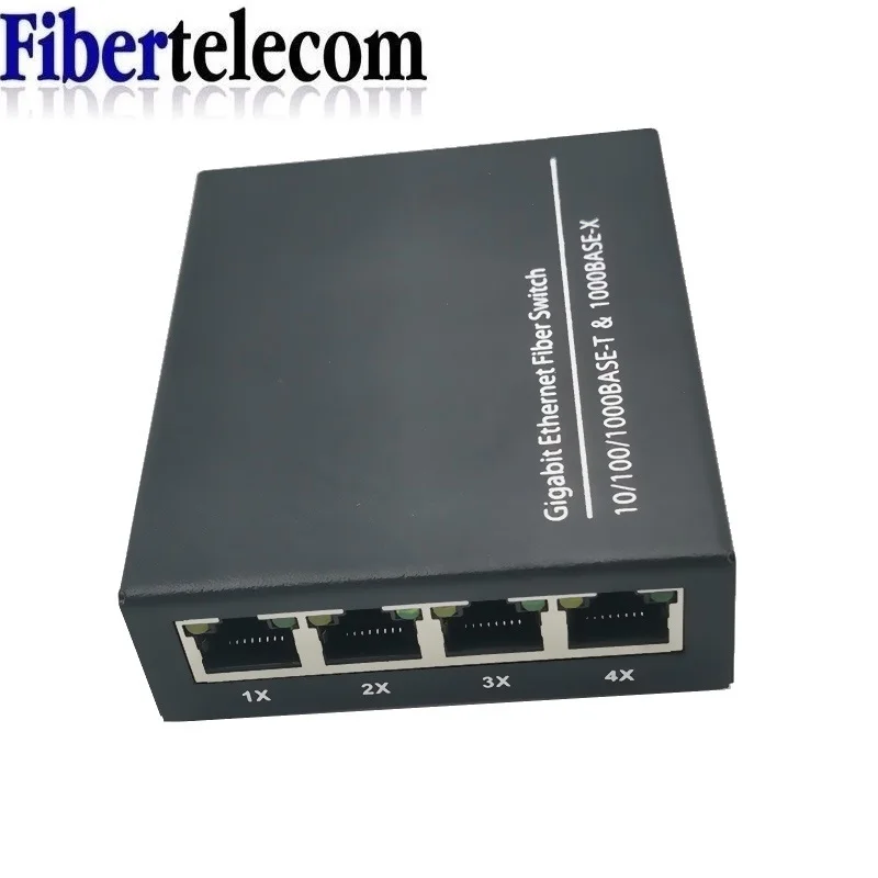 الألياف التبديل 4 RJ45 UTP 2 SC جيجابت الألياف محول الوسائط الضوئية 2SC 4 RJ45 2G4E إيثرنت