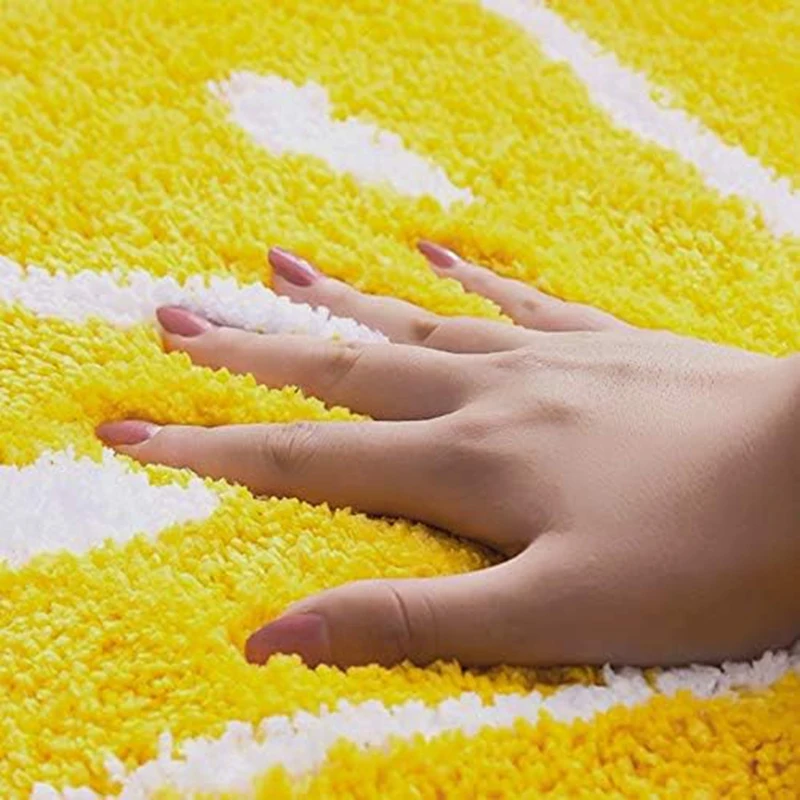 Home Entrance Rug Half Round Yellow Door Mat Non-Slip Absorbent Bath Rugs Bathtub Mat For Kids