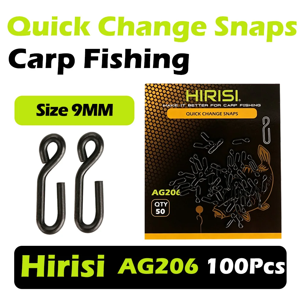Hirisi AG206 100 Stück Karpfenangeln Schnellverschluss-Clip Ronnie Rig Hakenverbinder Karpfenangel-Zubehör