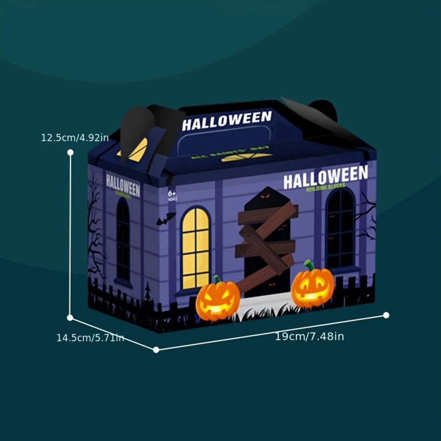 6-in-1 Halloween Building Block Set - Holiday Toy Train Building Block Set, Creative Building Block gifts.