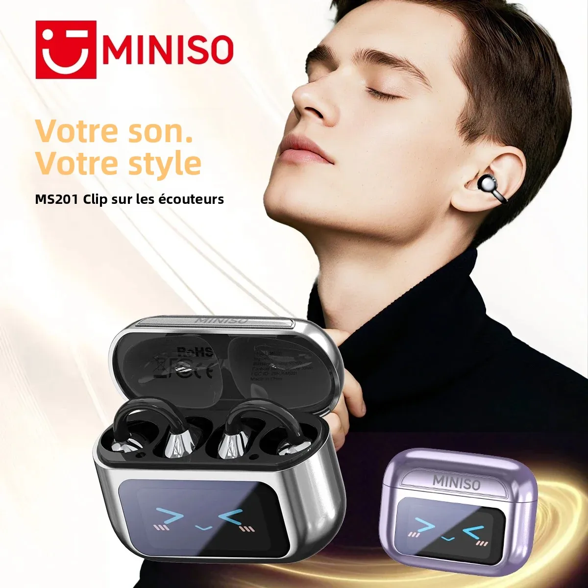 MINISO MS193 Écouteurs Traducteurs IA 3-en-1 – 135 Langues, 50h Autonomie, Traduction Instantanée Voyage