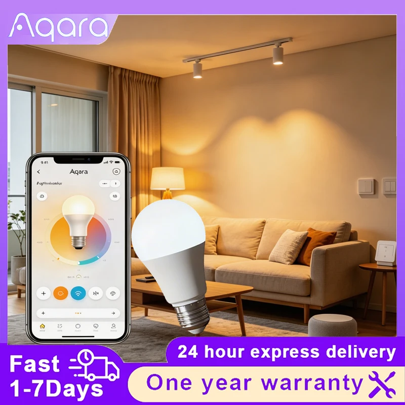 Aqara Smart Bulb T1 E27 6500K Anti-Flicker Zigbee Bluetooth Smart Lamp Compatible HomeKit Google Assistant Yandex Alice Alexa