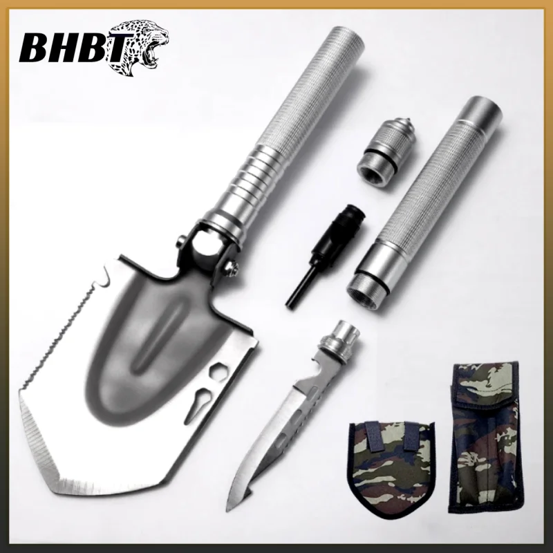 BHBT Multi-Function Folding Military Shovel Outdoor Survival Kit Garden Tools Camping Fold Multifunct Tactical Shovel