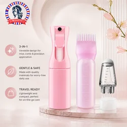 3pcs Care Tool Set Hair Growth Essential Oil Applicator Bottle&1ml Scalp Massage Comb Spray Bottle- Anti-Loss for All Hair Types