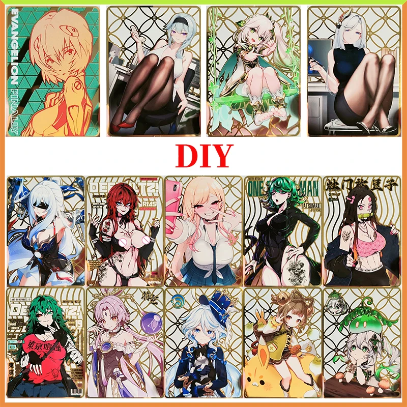 

Anime Goddess Story DIY ACG Laser Metal Glitter Ayanami Rei Eula Toys for boys Collectible Cards Christmas Birthday Present