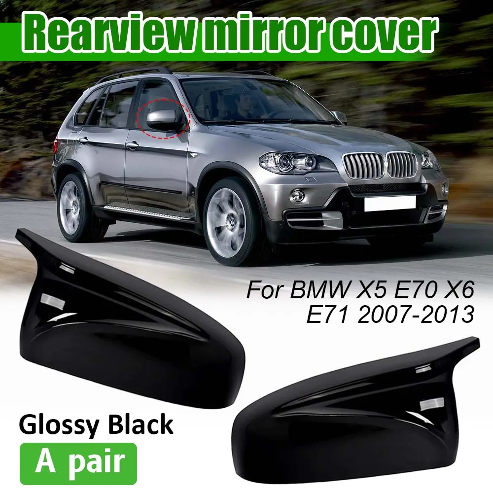 

Подходит для BMW X5 E70 X6 E71 2007-2013, крышка зеркала, модифицированный рожок, корпус зеркала заднего вида, ярко-черный, автомобильные аксессуары