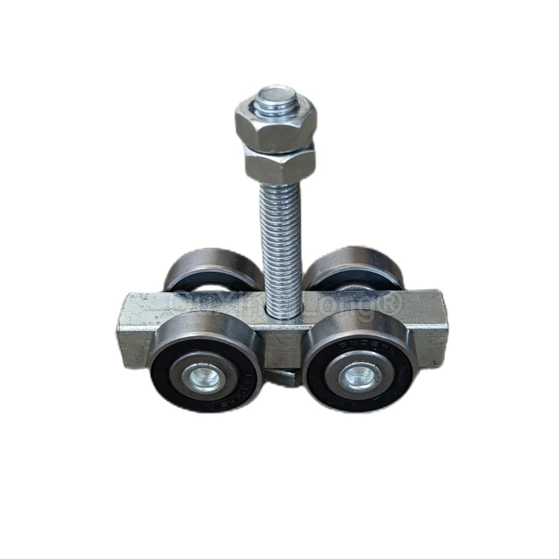 4PCS Heavy Sliding Door Rollers Industrial Steel Rail Hanging Wheels Warehouse Track Anticollision Bearing Pulleys Loading 400KG