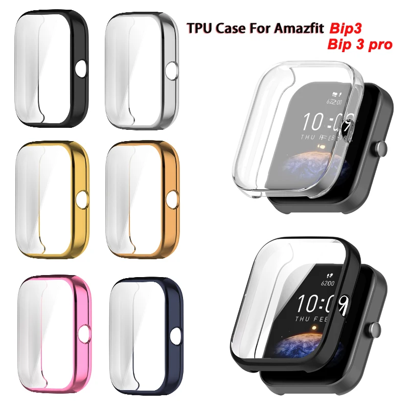 เคสป้องกันสำหรับ huami amazfit ฝาครอบเนื้อนิ่ม TPU สมาร์ทวอท์ชชุบ Bip3กรอบป้องกันแบบเต็มหน้าจอสำหรับนาฬิกา BIP 3 Pro