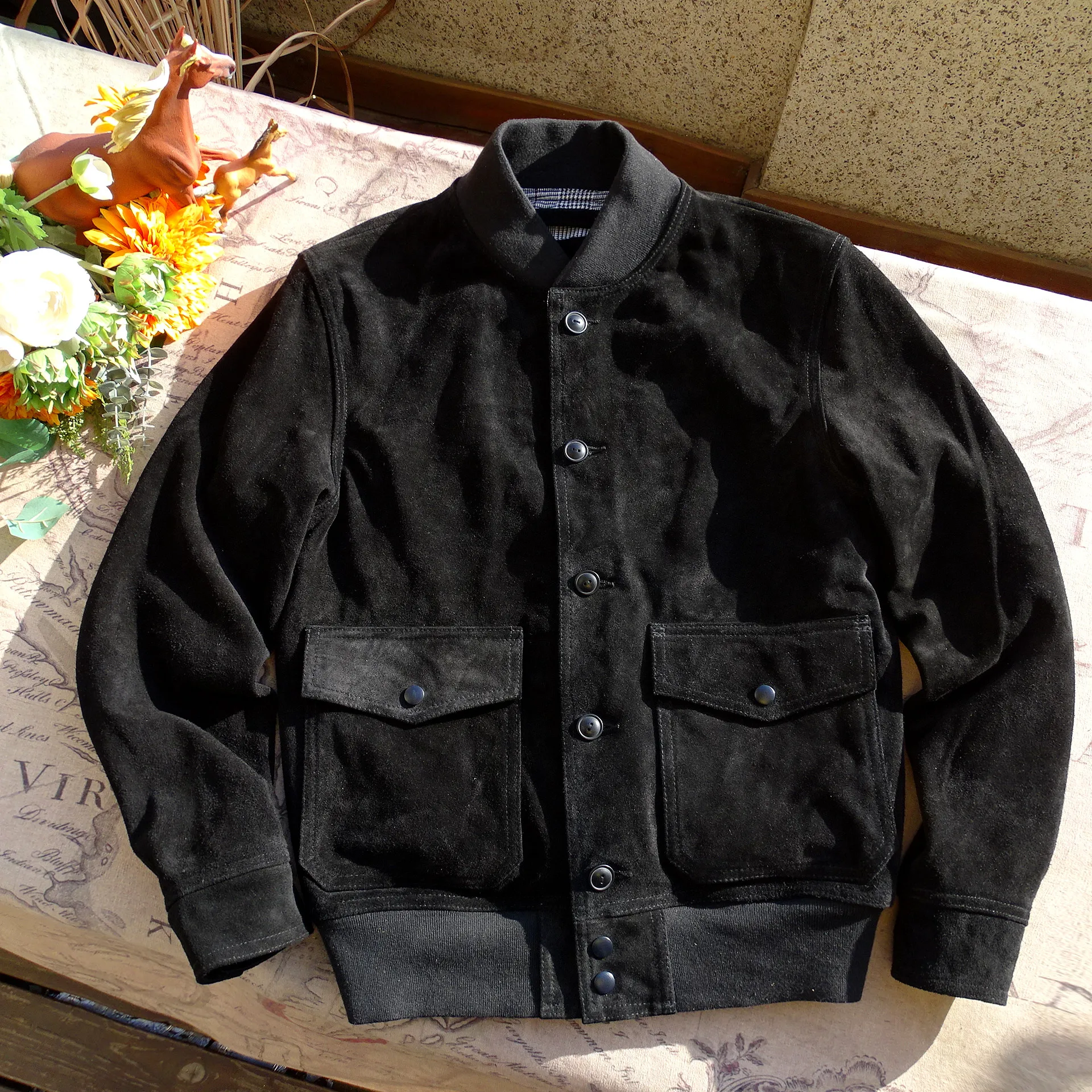 

A Air Force Flight Jaet из искусственной замши из воловьей кожи, мужская модная городская повседневная одежда ort Sle, бейсбольная застежка на одной пуговице...