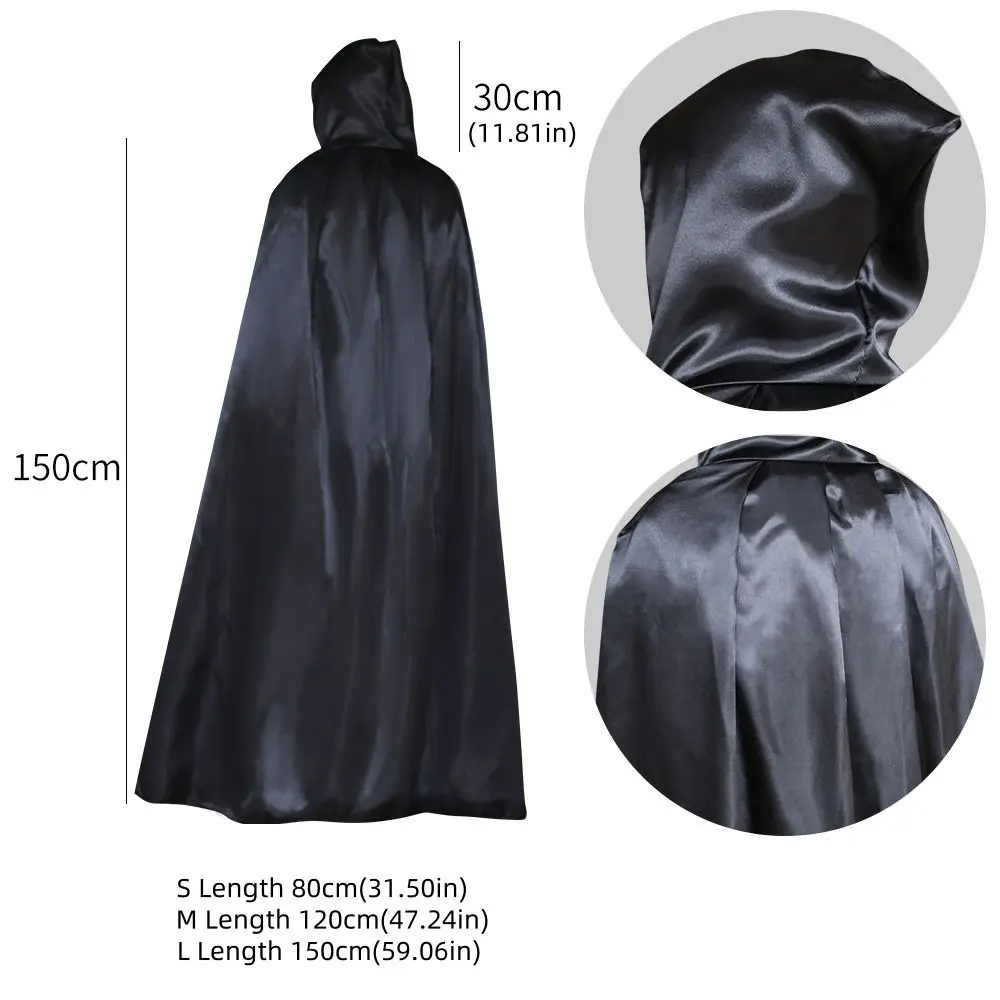 Reusable Solid Color Halloween Cloak with Big Hat Classic Grim Reaper Cloak Hooded Cape Mopping Costume Cosplay Cape Festivals