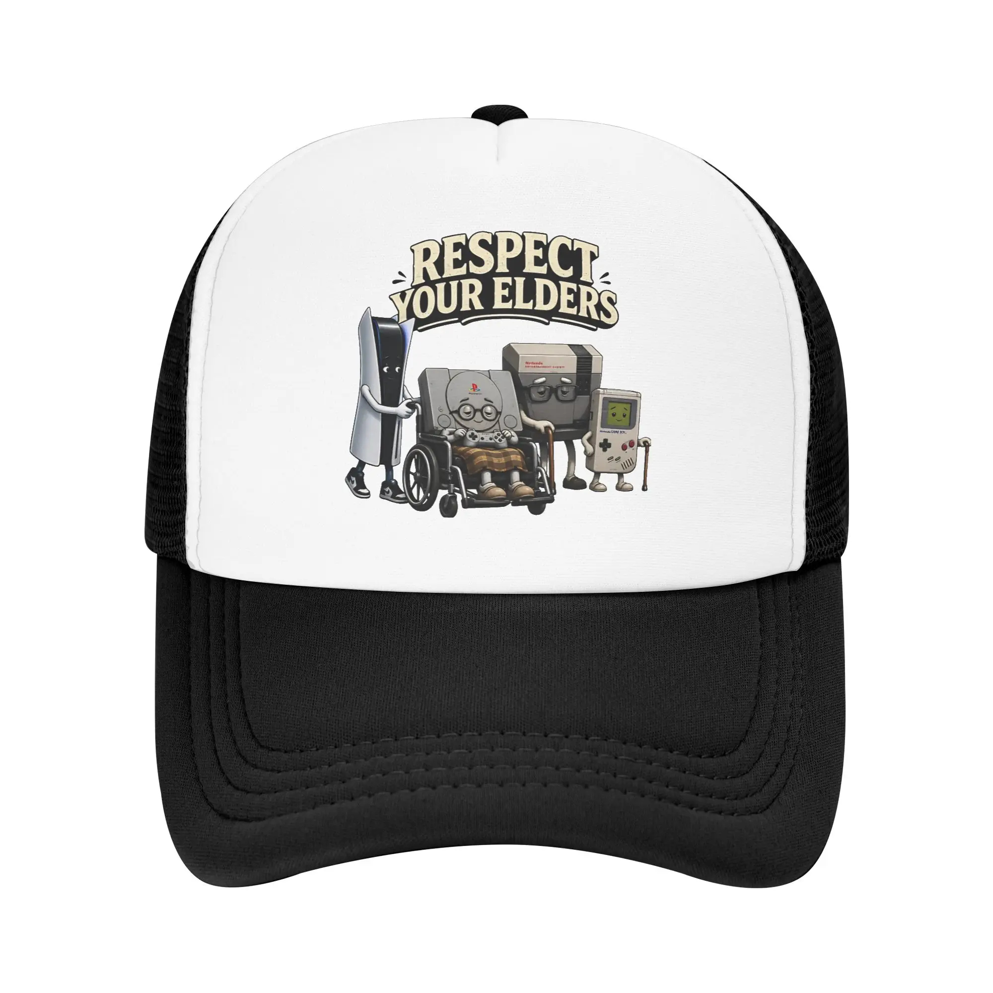 Respect Your Elders Console  Trucker Cap Adult  Dad Hat Trucker Worker Cap Fishing Hat Breathable Mesh Baseball Caps Summer