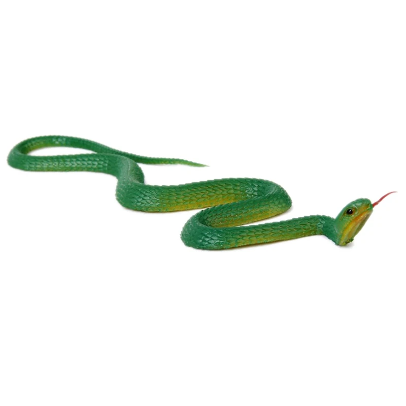 6X Simulation Soft Plastic Toy Snake Simulation Snake Rubber Tip Toy - Green