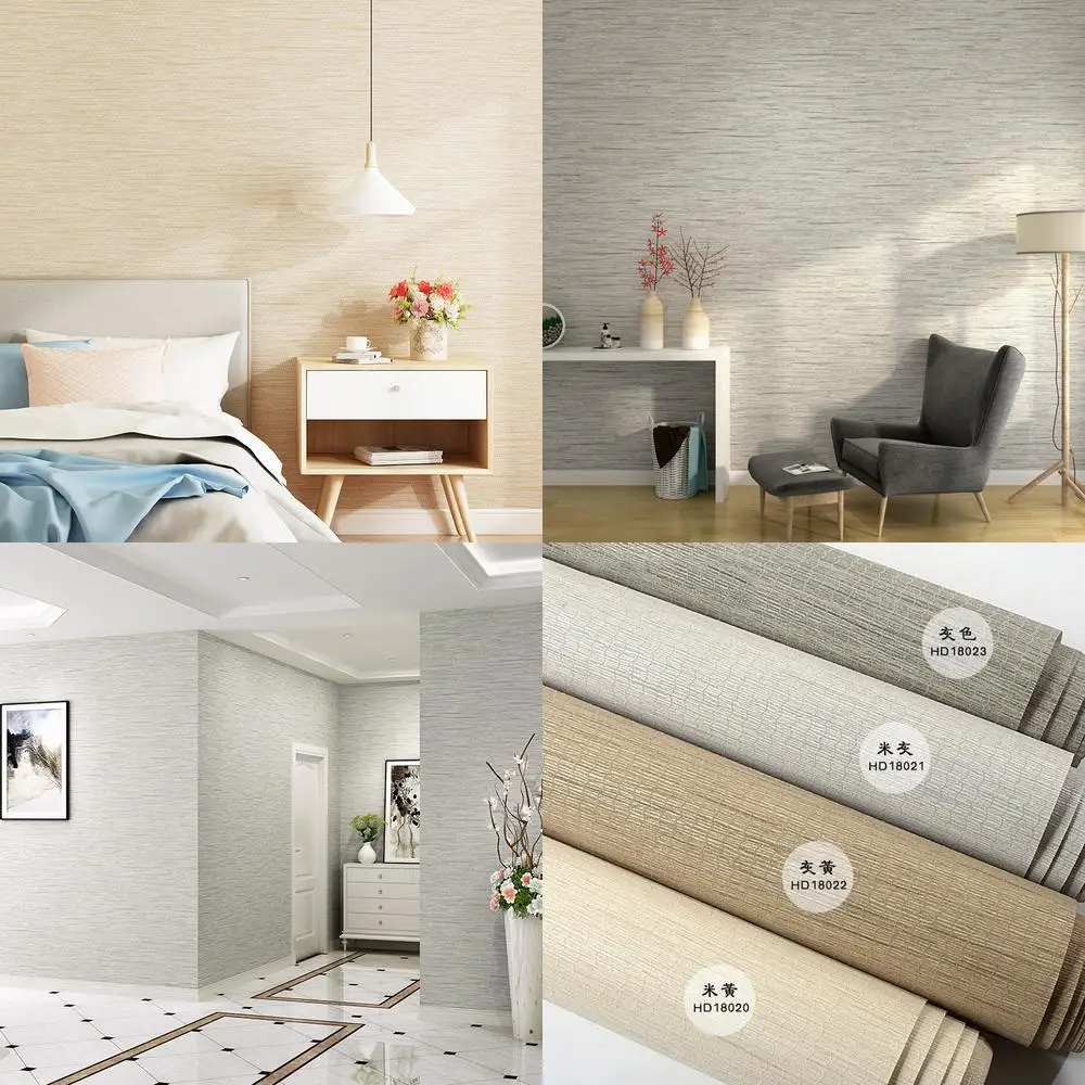 Non woven wallpaper modern minimalist solid color Japanese style linen bedroom living room hotel decoration wallpaper