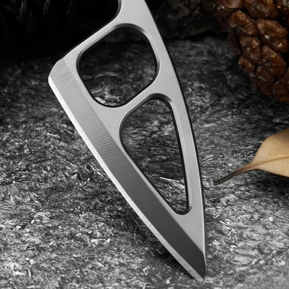Multifunctional high-hardness mini stainless steel fixed knife 440C double-edge folding portable folding knife outdoor tool view 3
