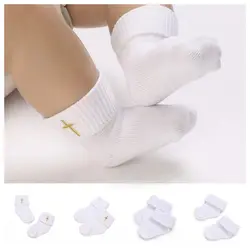 White Lace Socks Baptism Cotton Toddler Infant Socks Photography Prop Sock 0-18 Month