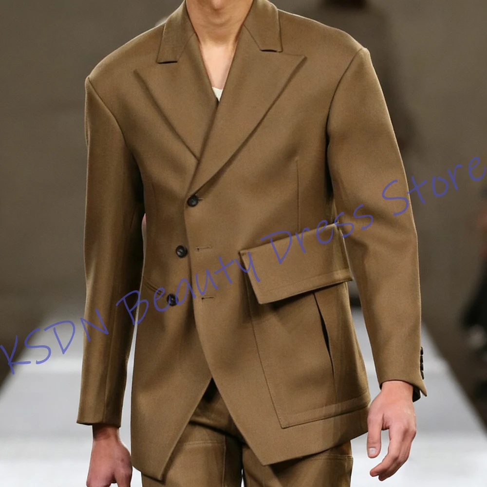 

Timeless Men's Suits Unique Two Piece(Jacket+Pants) Set with Big Pocket Single Breasted Classic Elegant Blazer Evening Outfit