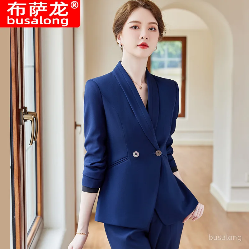 Workwear Women's Dress Fashionable Elegant and Capable Autumn and Winter Slim Fit Slimming Jewelry Shop Front Desk Uniform Suit