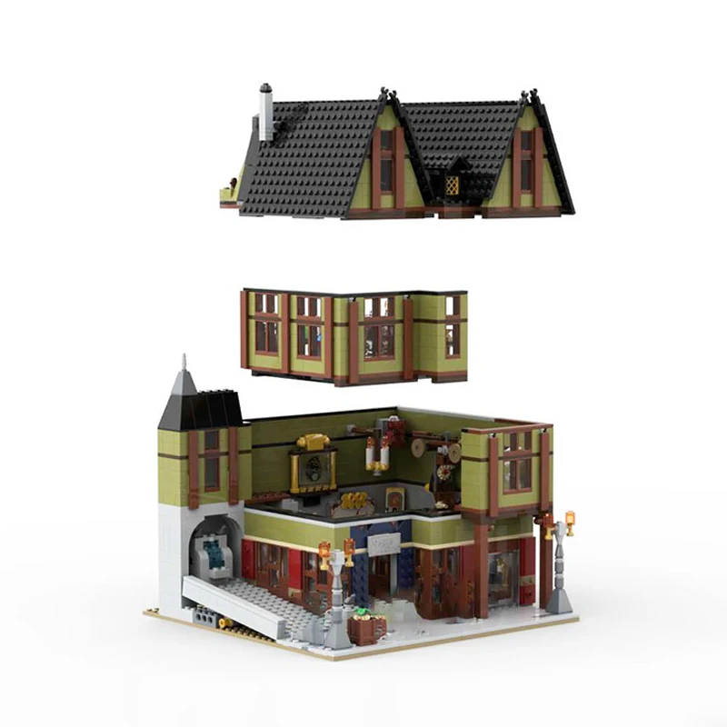 City Street View – blocs de construction MOC, série Antique, maison du revendeur, briques à granulés, modèle d'exposition, Collection, Puzzle, jouets cadeaux