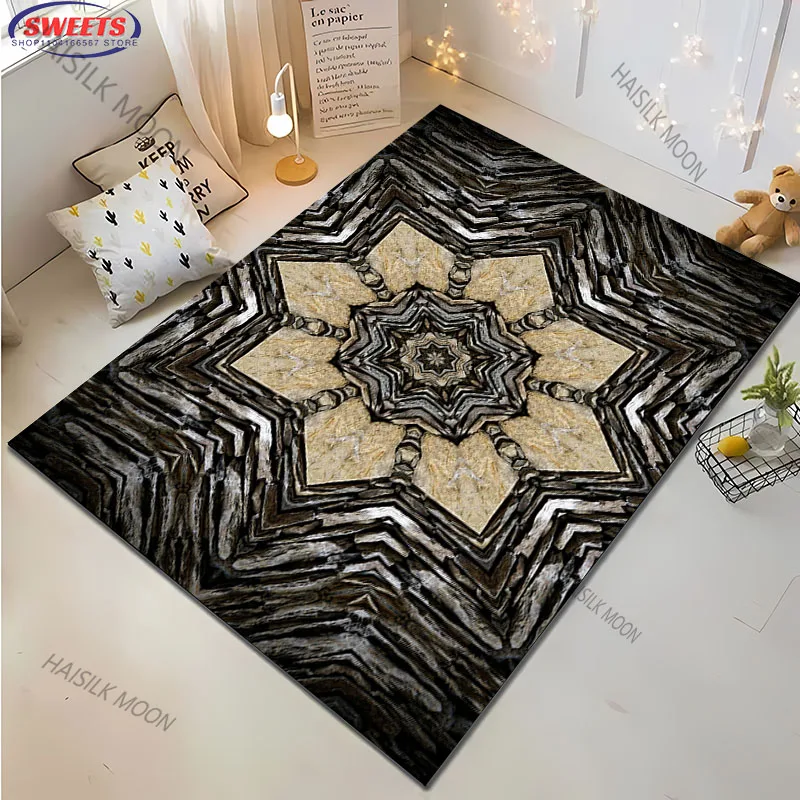 

3D Stone Flower Art Theme Carpet Living Room Bedroom Sofa Office Large Area Decorative Mat Kids Play Rug Modern Decorative Mat