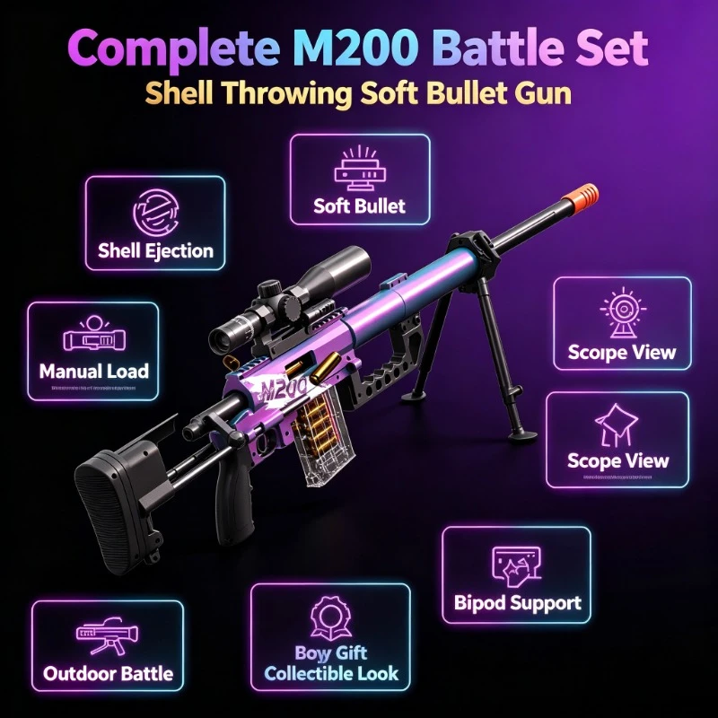 M200 shell throwing soft bullet gun can fire toy gunner action loaded boy outdoor combat sniper rifle