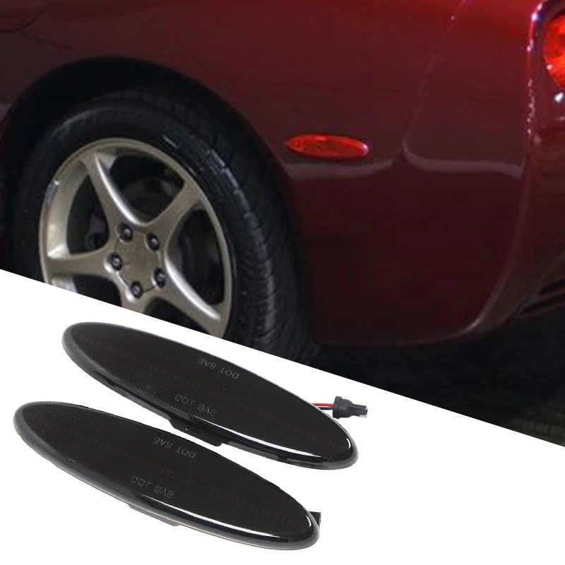 Für Chevrolet Corvette C5 1997-2004 ABS Schwarze Auto-Heckseitenblinker-Abdeckung Zierleiste Autozubehör (Ersatzteile)