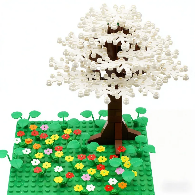 Children's Small Particles Building Block Set (90PCS) Tree MOC City Streets Park Jungle Landscape Plants Scene Modeling DIY Toys