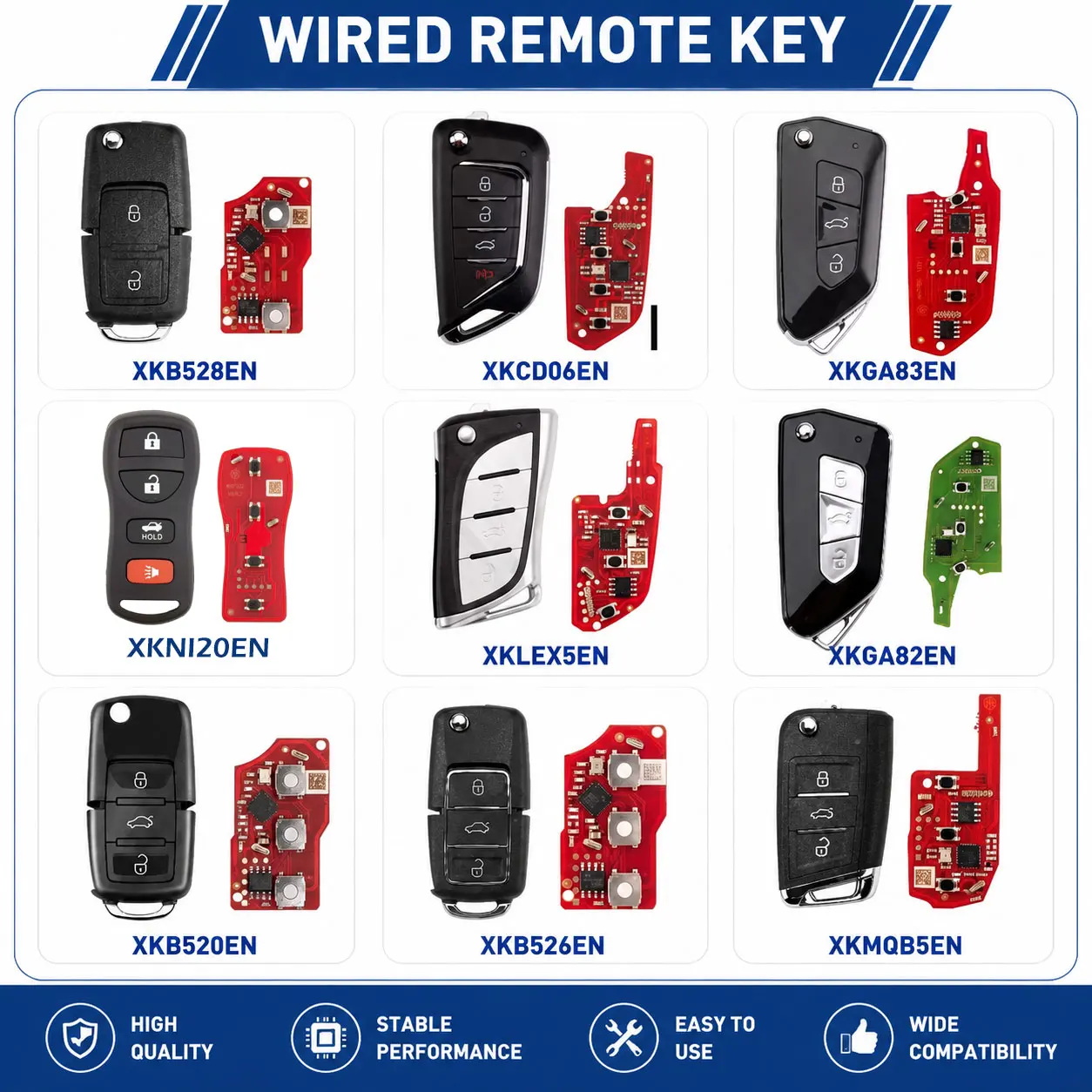 Xhorse Wire Remote Key 2nd Generation XKB520EN XKB526EN XKB528EN XKGA83EN XKMQB5EN XKNI20EN XKGA81EN XKGA82EN XKCD06EN XKLEX5EN