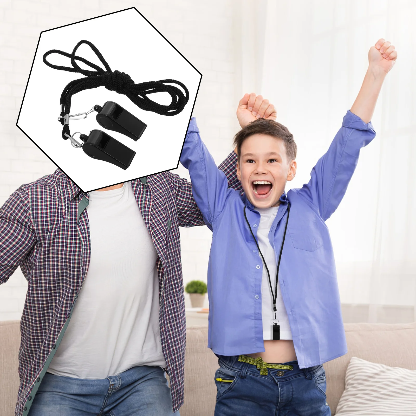 2 قطعة صافرة الحكم الأسود مع الحبل سميكة ABS بصوت عال صفارة إنقاذ للتدريب في الهواء الطلق إشارة الطوارئ #6