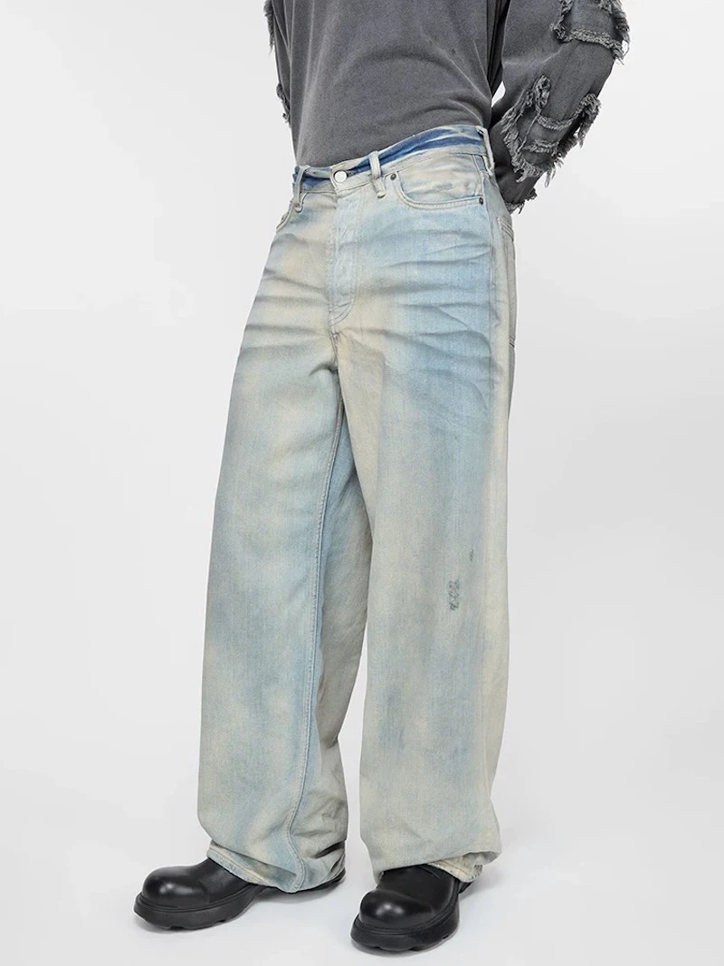 

Оригинальные джинсы Ac Sle 98m с рваными элементами, унисекс, прямого кроя, повседневные, с эффектом потертости, винтажные, длинные брюки, модные