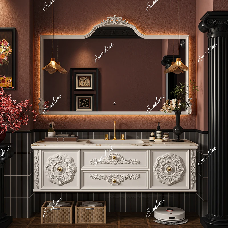 

French Oak Vintage Bathroom Cabinet Combination Toilet Wash Table