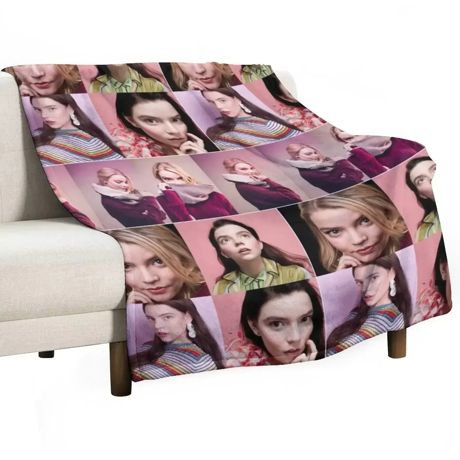 Anya Taylor-Joy Actress Beautiful Aesthetic Collage - 1 Throw Blanket Beach Luxury Designer Retros Blankets