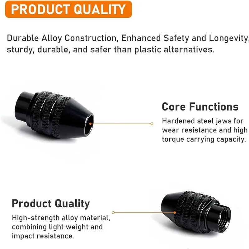 THIVN-Clamping Range Of 0.3-3.2Mm, 5PCS M8 M7 Mini Keyless Drill Chuck Quick Change Design For DIY Woodworking Projects A