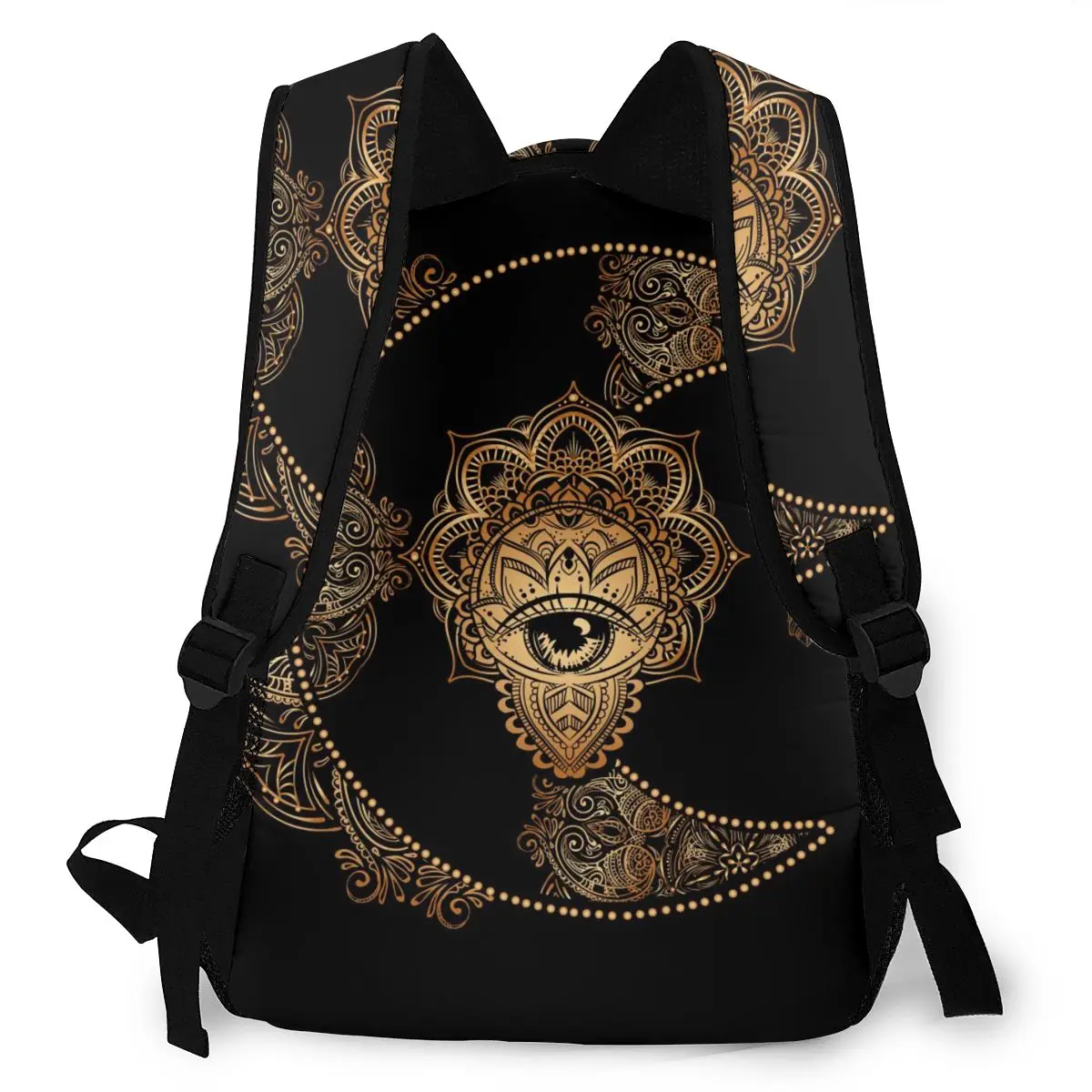 Backpack Women Shoulder Bag For Teenage Girls Boho Golden Moon And Sun Mandala Bagpack Female Ladies School Backpack