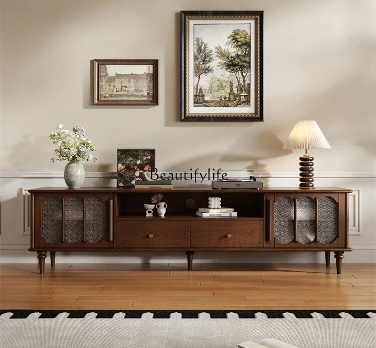 01Lخزانة تلفزيون من الخشب الصلب في العصور الوسطى خفيفة فاخرة ذات إحساس عالٍ وخزانة تلفزيون فرنسية قديمة #2