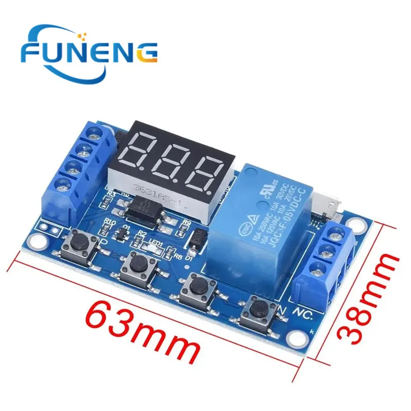 1PCS DC 6-30V Support Micro USB 5V LED Display Automation Cycle Delay Timer Control Off Switch Delay Time Relay 6V 9V 12V 24V