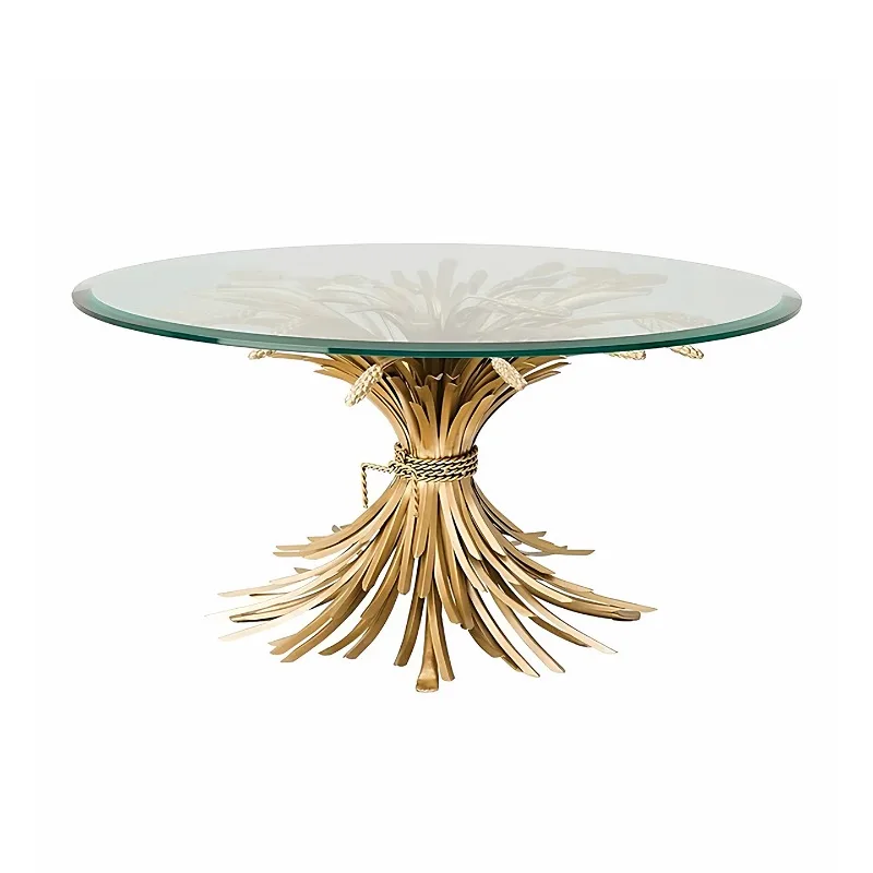 

Italian light luxury, coffee table villa home high-end designer brass dining table art living room round edge table
