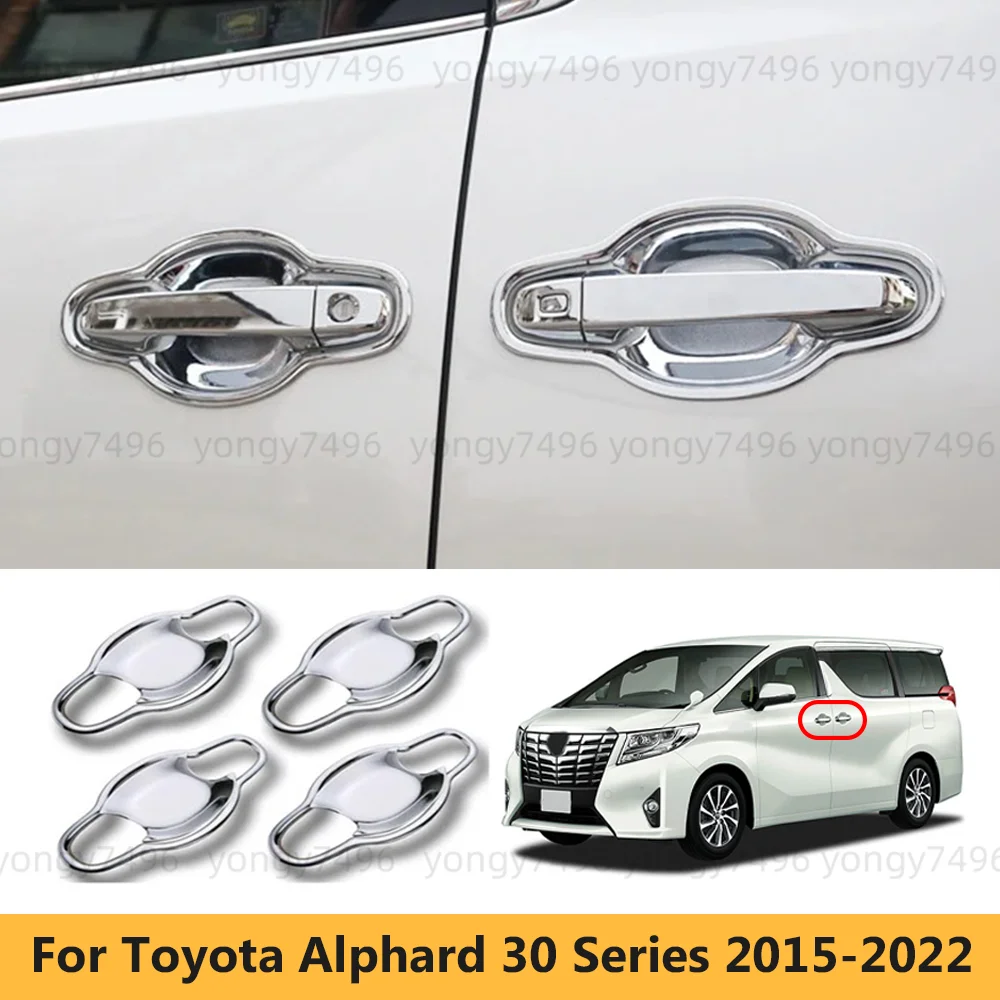 Car Upgrade 4 Pcs Real Carbon Fiber Door Handle Bowls Cover For Toyota Alphard 30 Series 2015-2022 Exterior Scratch Protector