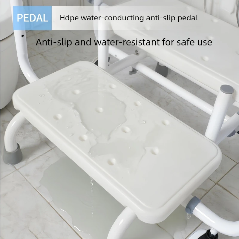 Adjustable Two-Step Bathroom Stool with Handrail, Anti-Slip Medical Step Stool&Standing Aid for Elderly Safety and Shower Assist