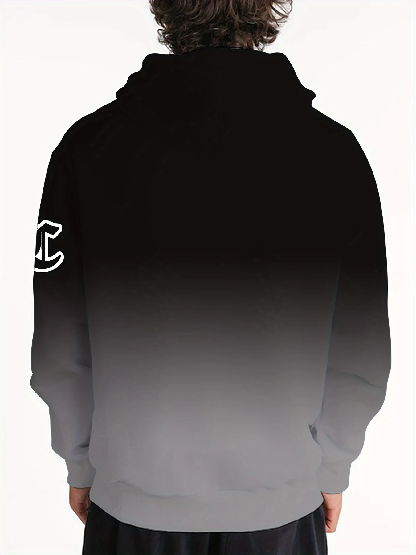 Men Gradient Color Graphic Hoodie Chicago 32 Gothic Letter Print Long Sleeve Pullover Hooded Sweatshirt Street Casual Tops