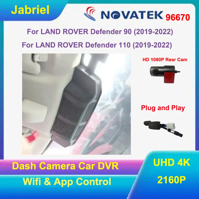 Câmera de painel UHD 4K 2160P dedicada para carro, DVR para LAND ROVER Defender 110, gravador de vídeo com Wi-Fi para LAND ROVER Defender 90 2019 - 2023