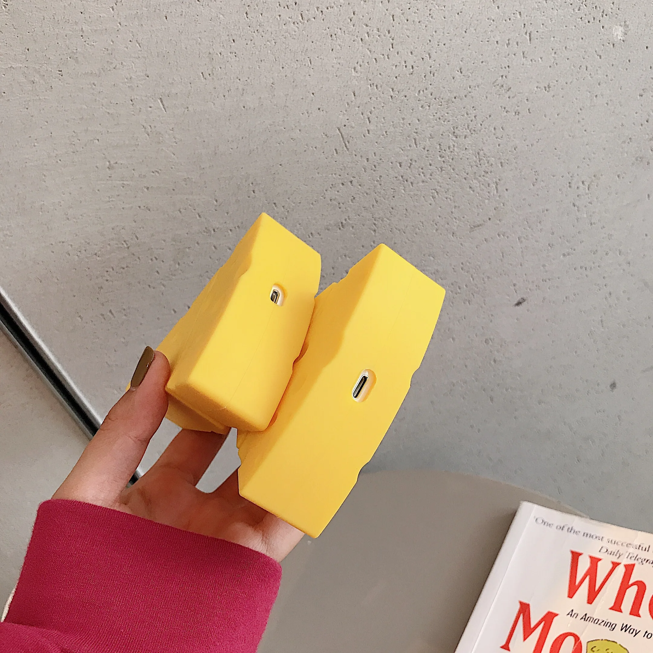 Ins Korean Cute Cartoon A Piece Of Cheese AirPods 1 Wireless Charging Box For Yellow AirPods 2 Apple Silicon Funny Earphone Case