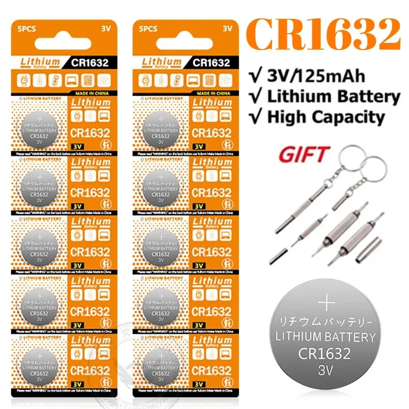 

10-50PCS CR1632 3V 125mAh Coin Cells Batteries CR 1632 DL1632 BR1632 LM1632 ECR1632 Lithium Button Battery for Watch Remote Key